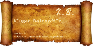 Kluger Baltazár névjegykártya